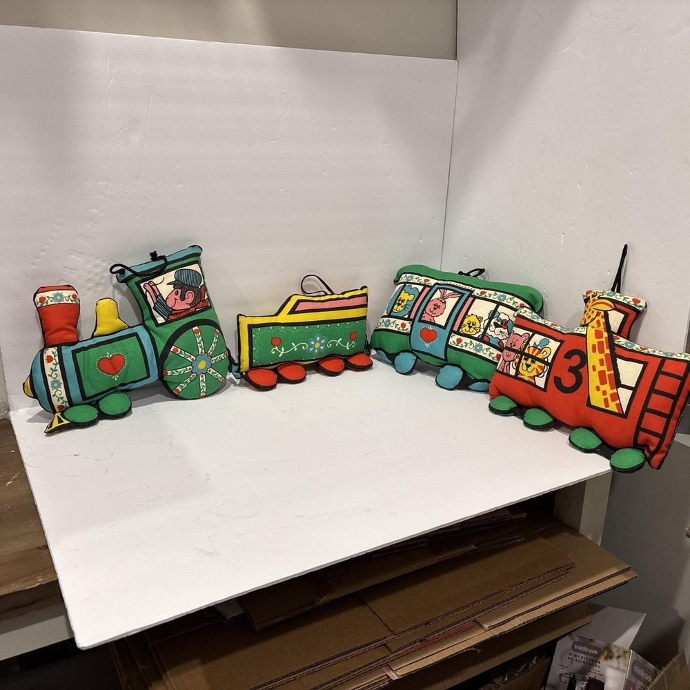 Spring Mills Fabric Pattern Plush Train Childrens Decor Circus Train 4 Piece